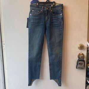 NWT rag & bone Women's Mid-rise Ankle Skinny Distressed Blue Jeans
